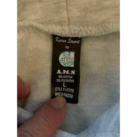 Karen Stewart By AMS Cropped Hooded Sweatshirt Long Sleeve Women's Size Large - Picture 8 of 9